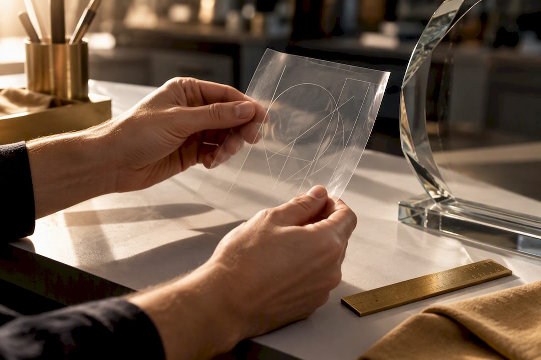 Rechteprüfung vor der Logo-Gravur auf Glas