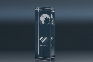 Elegante Trophy Globe Glas-Trophäe mit Weltkugel-Design und individueller 3D Lasergravur für internationale Auszeichnungen und Firmenehrungen
