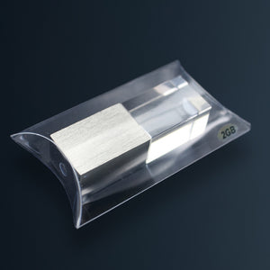 Kristallglas USB-Stick 2GB in transparenter Plastikverpackung, Werbeartikel