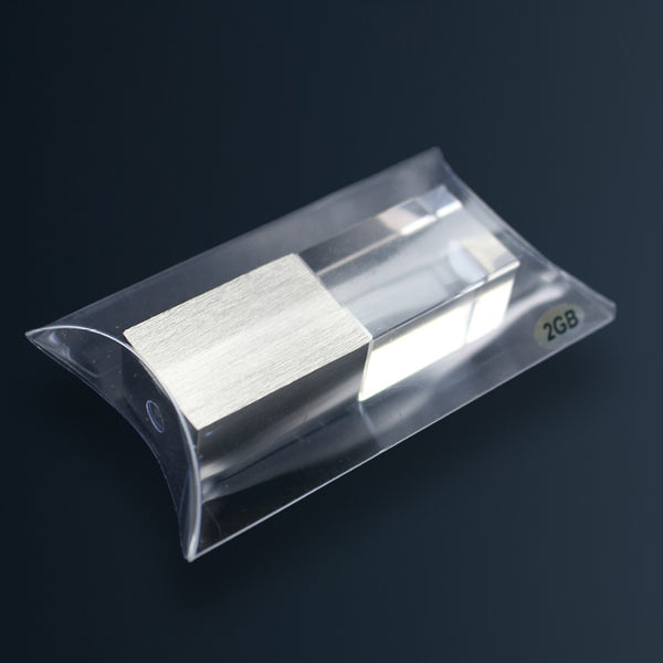 Kristallglas USB-Stick 2GB in transparenter Plastikverpackung, Werbeartikel