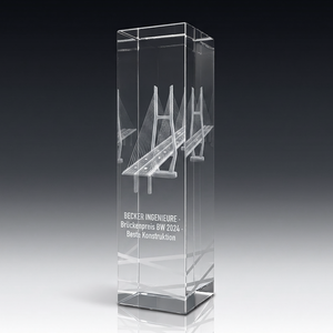 Trophy ROYAL in crystal glass – customisable award, product view 1