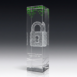 Trophy ROYAL in crystal glass – customisable award, product view 2