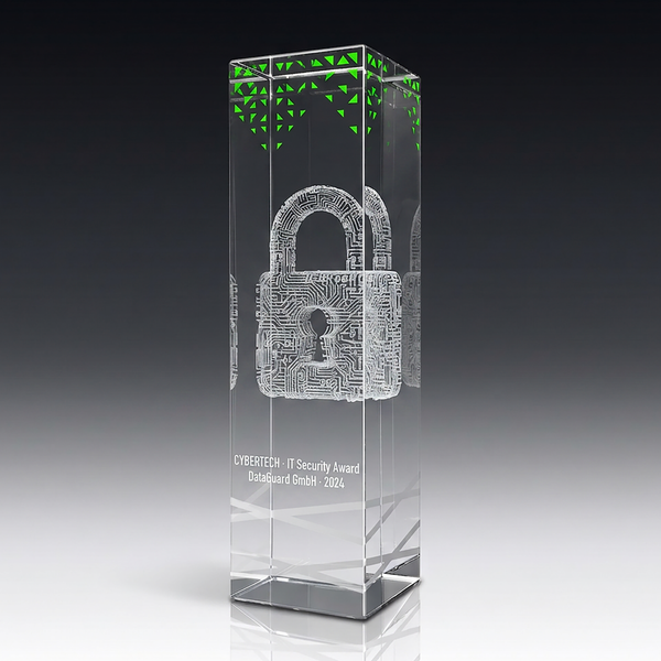 Trophy ROYAL in crystal glass – customisable award, product view 2