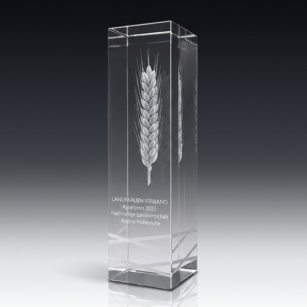 Trophy ROYAL in crystal glass – customisable award, product view 3