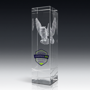 Trophy ROYAL in crystal glass – customisable award, product view 4
