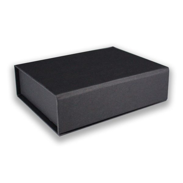 Schwarze Magnetklappbox als edle Geschenkverpackung, rechteckig und stabil