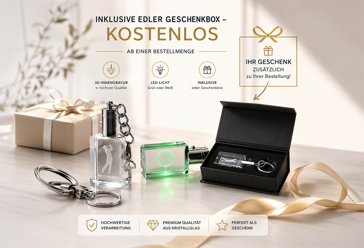Personalisierte Kristallglas-Schlüsselanhänger in Geschenkverpackung
