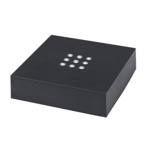 Schwarze LED-Präsentationsbasis für Kristallglas, quadratisch, flache Bauform