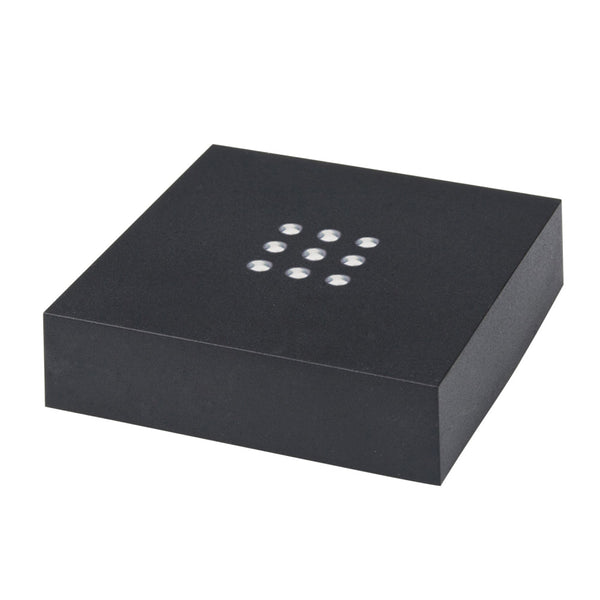 Schwarze LED-Präsentationsbasis für Kristallglas, quadratisch, flache Bauform