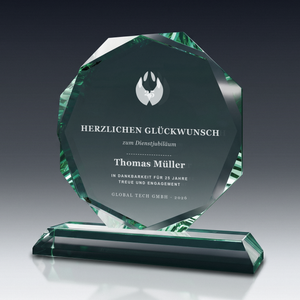 Trophy ACHTECK aus Kristallglas – personalisierbarer Award, Produktansicht 1