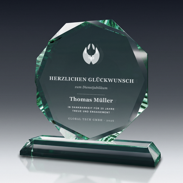 Trophy ACHTECK aus Kristallglas – personalisierbarer Award, Produktansicht 1
