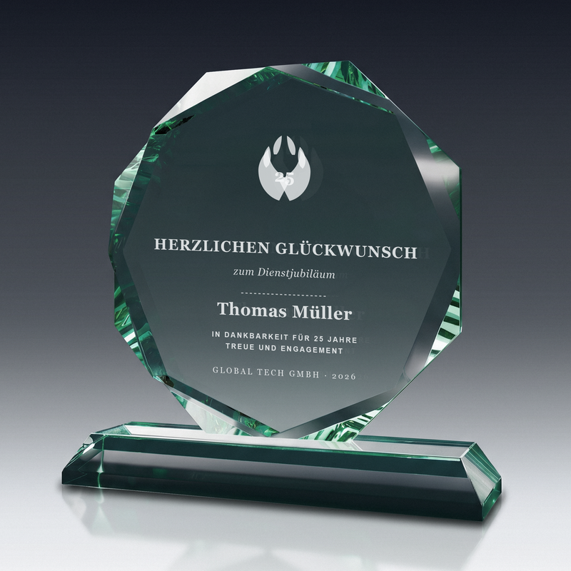 Trophy ACHTECK aus Kristallglas – personalisierbarer Award, Produktansicht 1