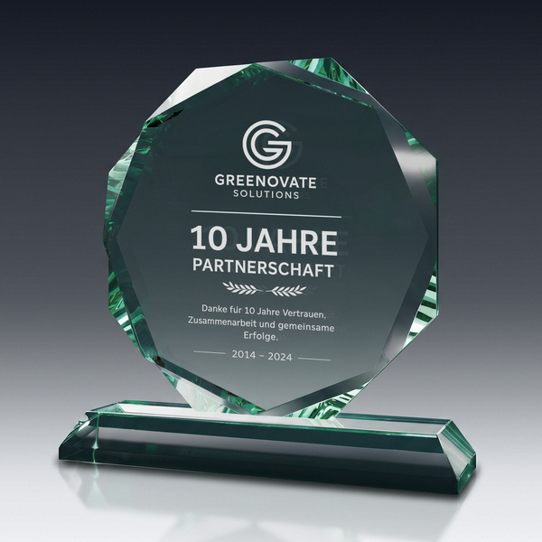 Trophy ACHTECK aus Kristallglas – personalisierbarer Award, Produktansicht 3