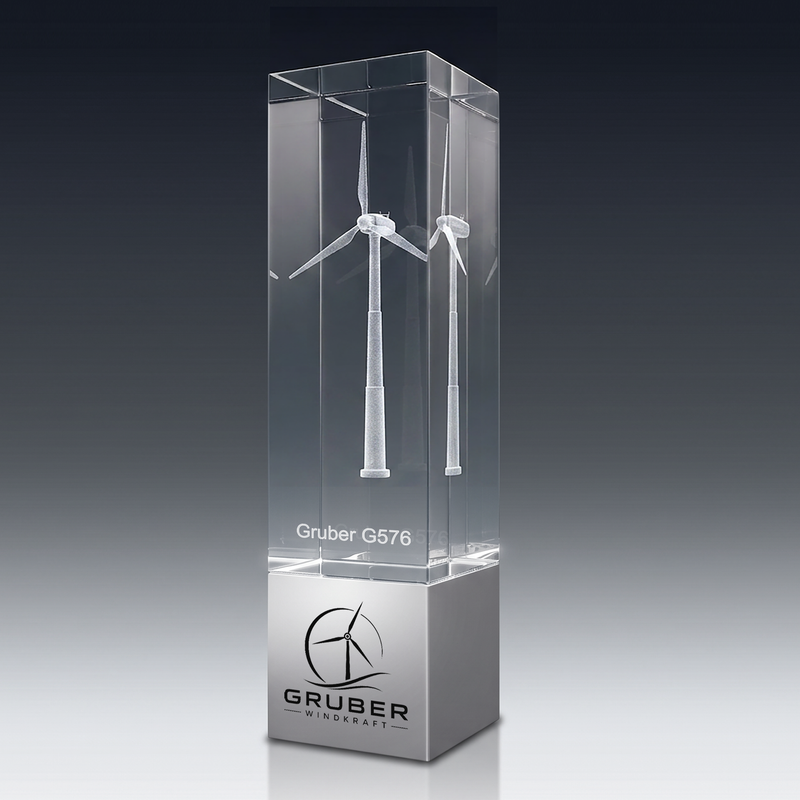 Trophy ALU aus Kristallglas – personalisierbarer Award, Produktansicht 1