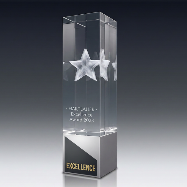 Trophy ALU aus Kristallglas – personalisierbarer Award, Produktansicht 2