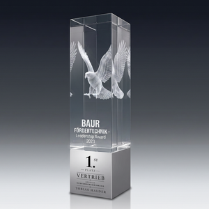 Trophy ALU aus Kristallglas – personalisierbarer Award, Produktansicht 3
