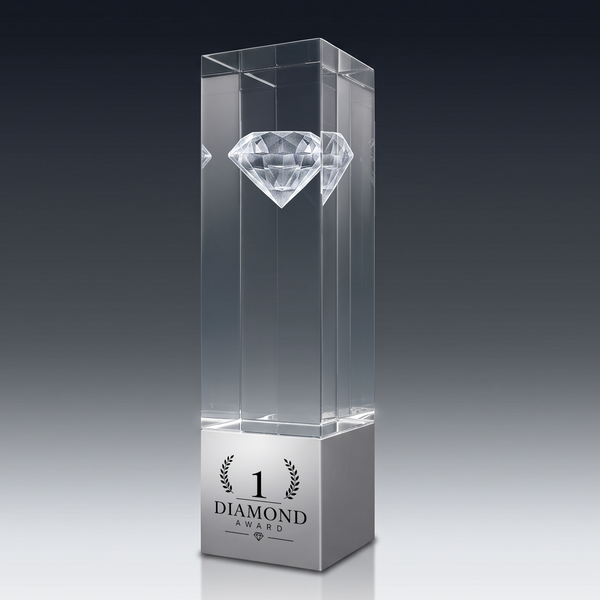 Trophy ALU aus Kristallglas – personalisierbarer Award, Produktansicht 4