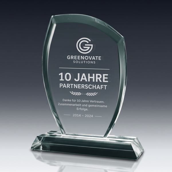 Trophy ARCORA in crystal glass – customisable award, product view 1