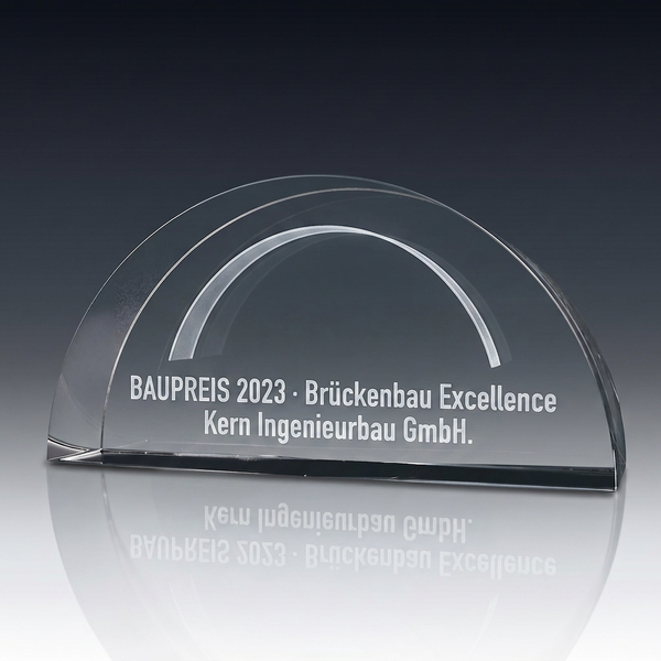 Trophy ARCUS aus Kristallglas – personalisierbarer Award, Produktansicht 1
