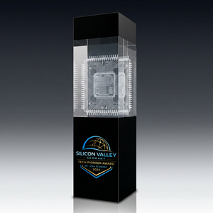 Trophy BLACK BEAUTY in crystal glass – customisable award, product view 2