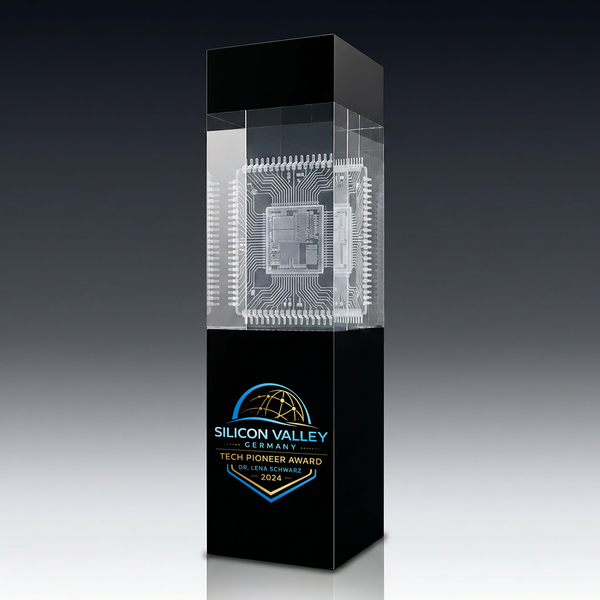 Trophy BLACK BEAUTY in crystal glass – customisable award, product view 2