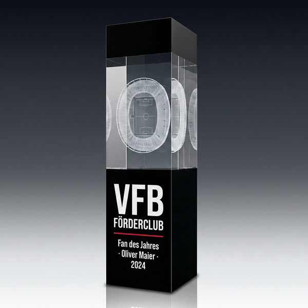Trophy BLACK BEAUTY in crystal glass – customisable award, product view 3