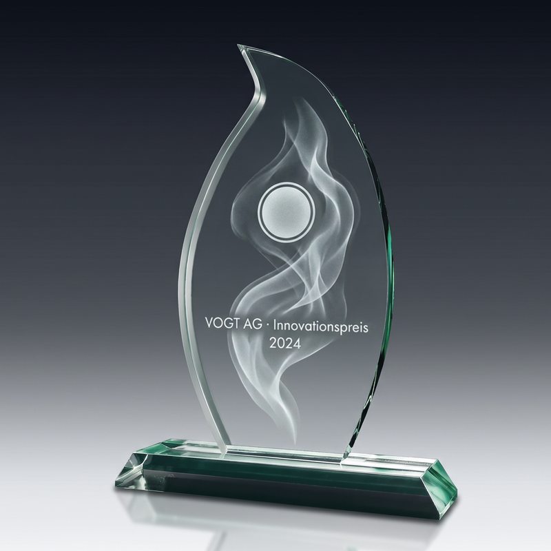 Trophy FLAME aus Kristallglas – personalisierbarer Award, Produktansicht 1