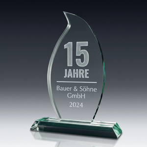 Trophy FLAME in crystal glass – customisable award, product view 2