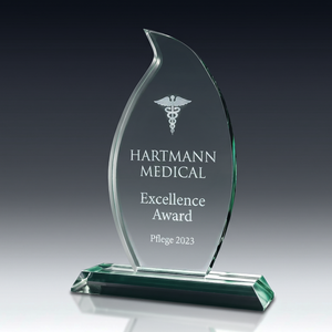 Trophy FLAME in crystal glass – customisable award, product view 3