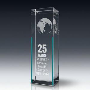 Trophy GLOBE in crystal glass – customisable award, product view 3