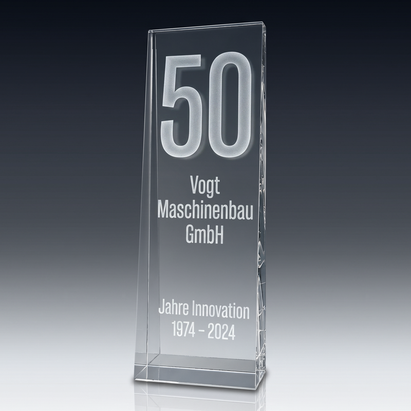 Trophy MONUMENT aus Kristallglas – personalisierbarer Award, Produktansicht 1