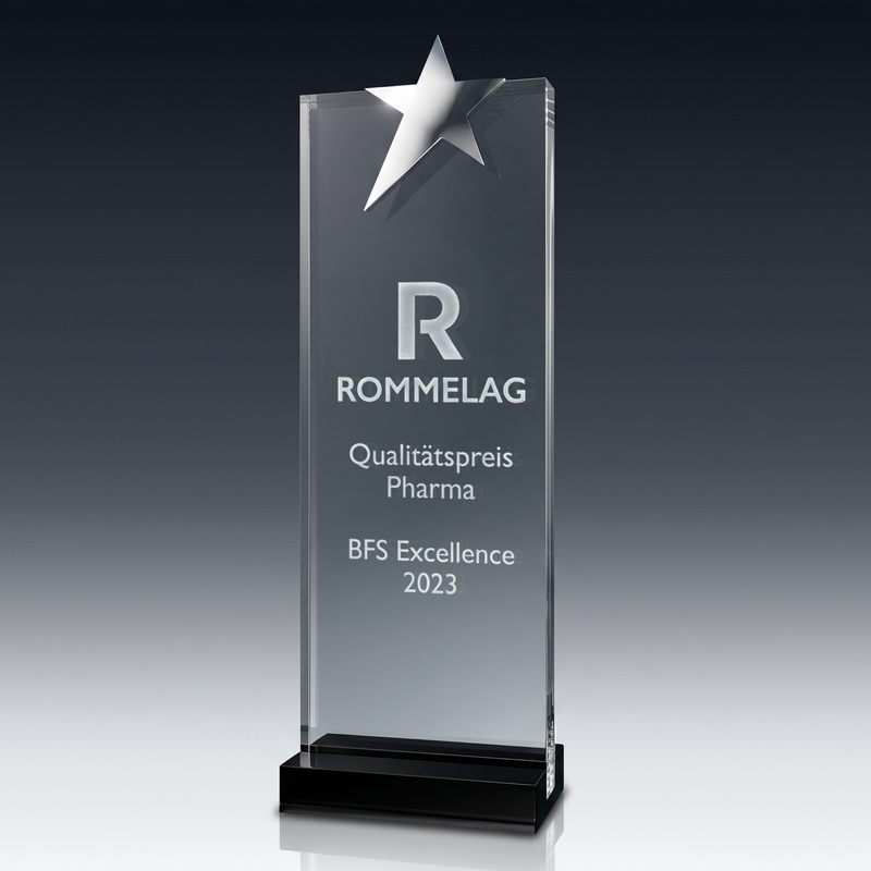 Trophy STAR aus Kristallglas – personalisierbarer Award, Produktansicht 1