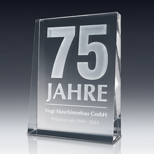 Trophy THE BEST (Hochformat) in crystal glass – customisable award, product view 1
