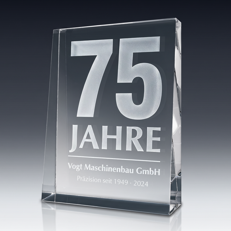 Trophy THE BEST (Hochformat) aus Kristallglas – personalisierbarer Award, Produktansicht 1