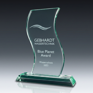 Trophy THIN WAVE in crystal glass – customisable award, product view 3