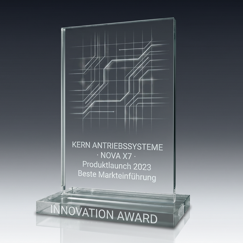Trophy WINDOW aus Kristallglas – personalisierbarer Award, Produktansicht 1