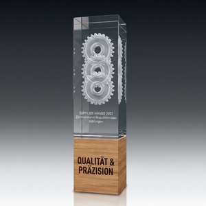 Trophy-WOOD aus Kristallglas – personalisierbarer Award, Produktansicht 2