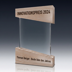 Trophy-WOODEN BOX aus Kristallglas – personalisierbarer Award, Produktansicht 2