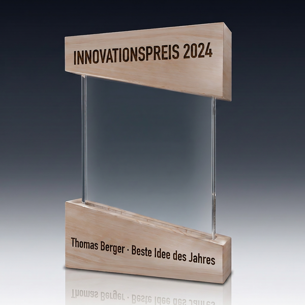 Trophy-WOODEN BOX aus Kristallglas – personalisierbarer Award, Produktansicht 2