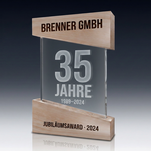 Trophy-WOODEN BOX aus Kristallglas – personalisierbarer Award, Produktansicht 3