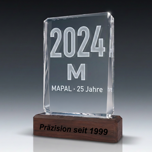 Trophy-WOODEN FACETTE aus Kristallglas – personalisierbarer Award, Produktansicht 2