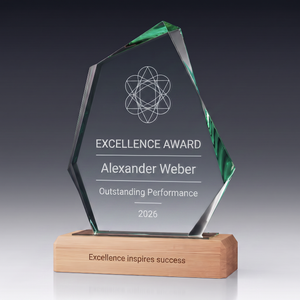 Trophy-WOODEN ROCK aus Kristallglas – personalisierbarer Award, Produktansicht 2