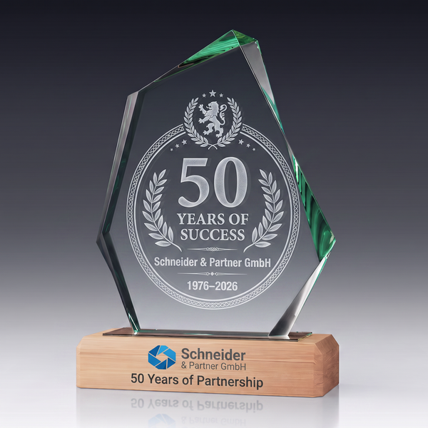 Trophy-WOODEN ROCK aus Kristallglas – personalisierbarer Award, Produktansicht 4