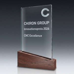 Trophy-WOODEN SLOPE in crystal glass – customisable award, product view 2