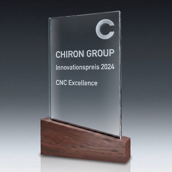 Trophy-WOODEN SLOPE in crystal glass – customisable award, product view 2