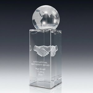 Trophy WORLD CHAMPION aus Kristallglas – personalisierbarer Award, Produktansicht 1